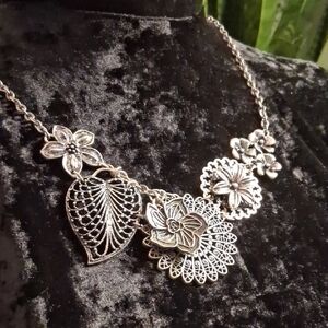 Premier Designs Silver Floral Charm Necklace